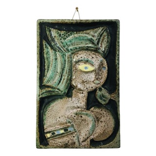 Woman with a Bird Wall Decoration from Zsolnay, 1970s For Sale