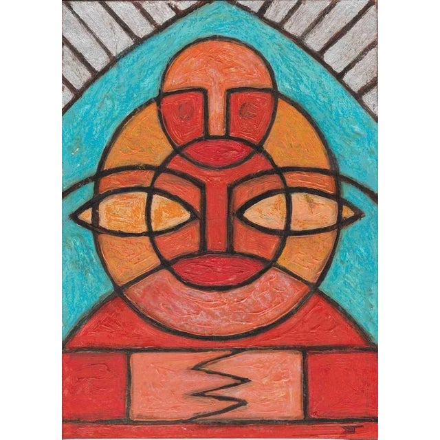 Untitled is an oil and pastel on wood realized by Salvatore Travascio in 2010. Hand monogrammed on front and hand signed...