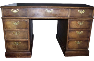 English Reproduction Mahogany Partner's Desk.