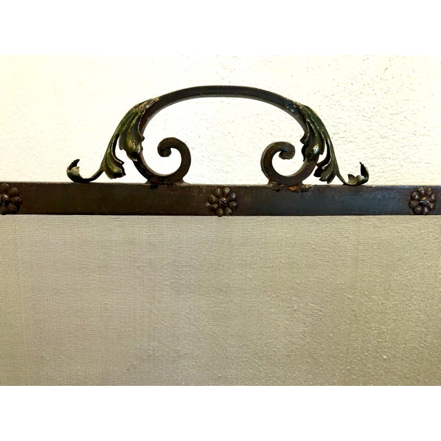 Antique Wrought Iron Fire Screen With Griffins For Sale - Image 4 of 5