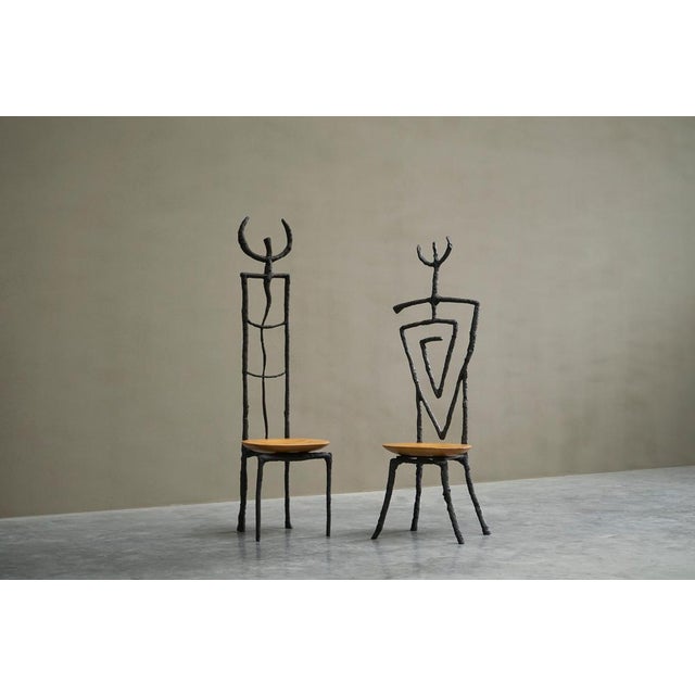 1980s Vintage Accent Chairs in Iron and Beech by Philippe Starck, 1980s, Set of 2 For Sale - Image 5 of 18