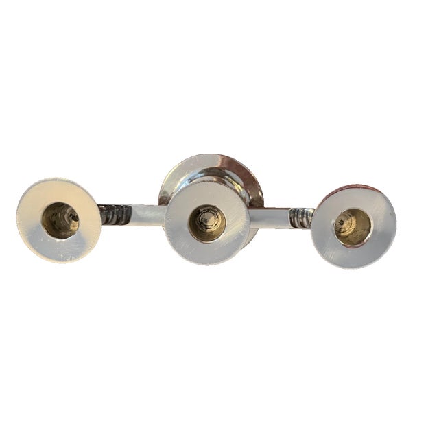 Mid-Century Modern Vintage Bruce Hunt Art Deco Chrome Candelabras - Set of 2 For Sale - Image 3 of 17