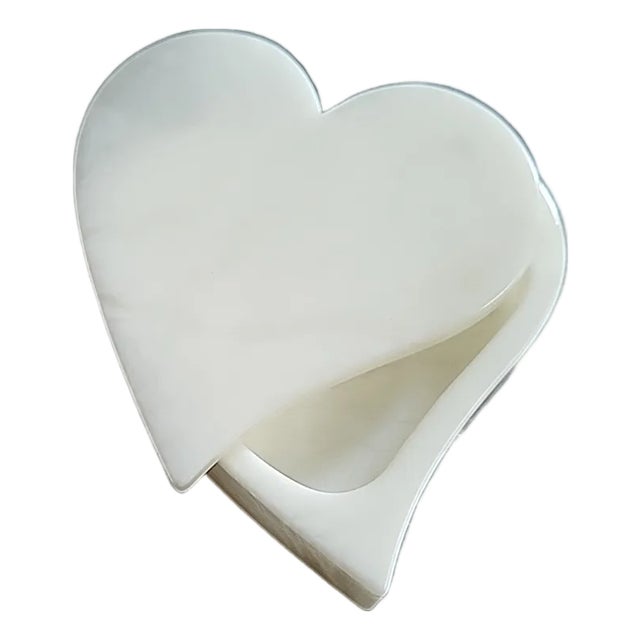 Vintage Ducceschi Alabaster Trinket Box Swivel-Top Heart For Sale