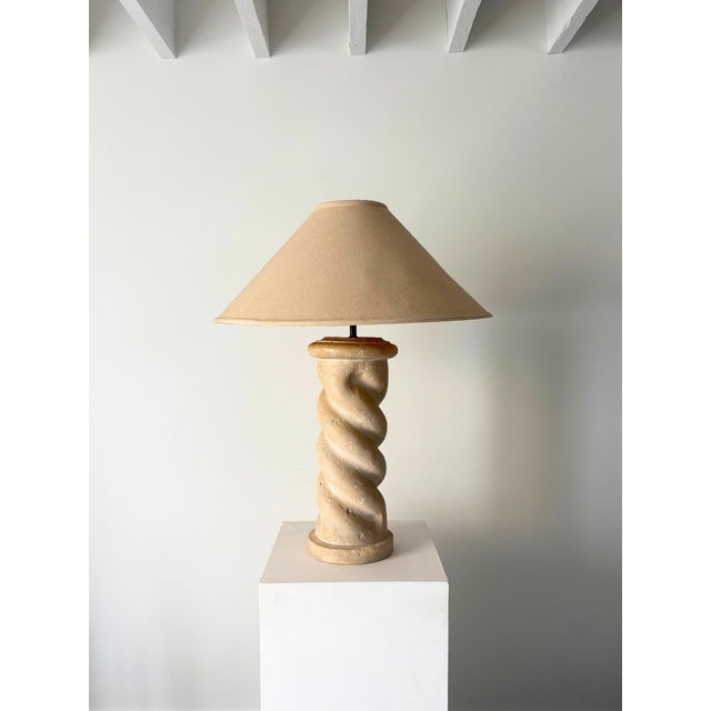 Plaster Column Lamp with Twisted Plinth Stem, USA, 1980s For Sale - Image 10 of 10