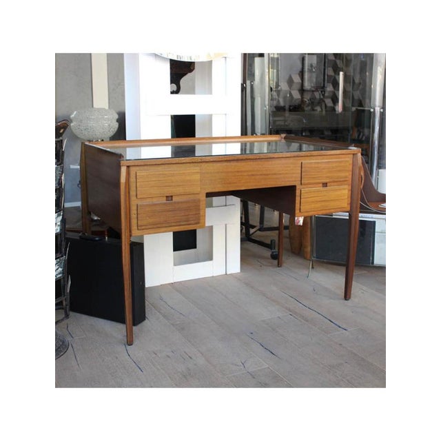 Type Desk with 4 drawers and glass top Dating 1950-59 Origin Italy Materials Mahogany, Glass Designer Gio Ponti...