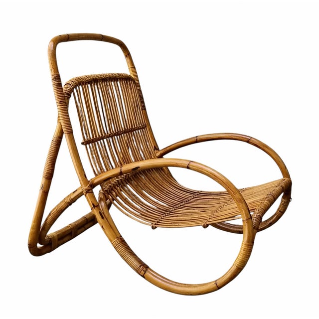 Mid-Century Modern Vintage Rattan and Wicker Lounge Armchair by Franco Albini, Italy, 1960s For Sale - Image 3 of 8