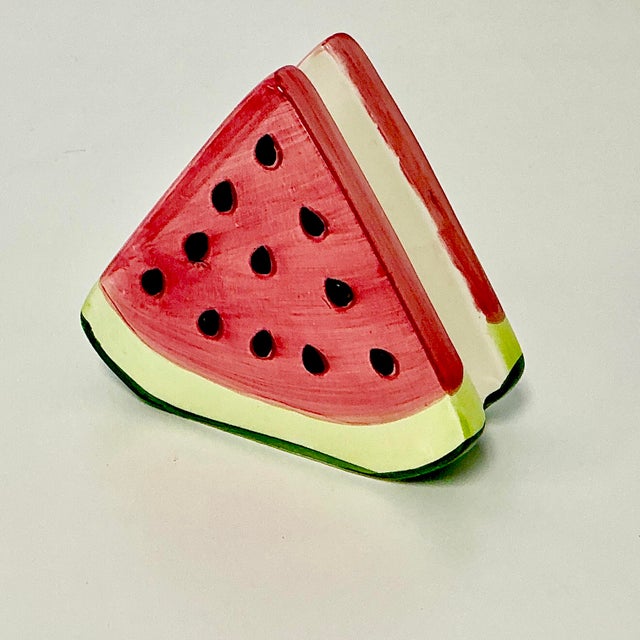 1980s Vintage Americana Boho Chic Arts & Crafts Trompe L’Oeil Watermelon Napkin/Letter Holder. For Sale - Image 10 of 12