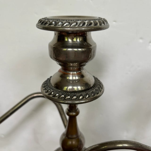 Metal Pair of 1950s Sheffield Candlesticks From New York For Sale - Image 7 of 8
