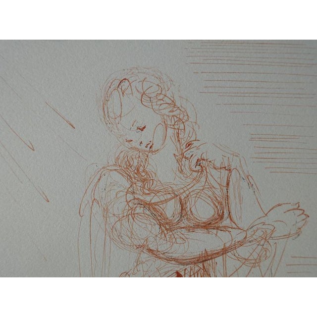 Modern Salvador Dali, Virgil Comforts Dante, Woodcut For Sale - Image 3 of 7