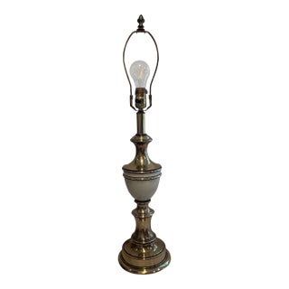 Vintage Hollywood Regency Brass and Enamel Table Lamp For Sale