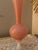 Mid-Century Modern Vintage Italian-Style Pink Opaline Glass Trumpet Vase With Iridescent Pedestal For Sale - Image 3 of 9