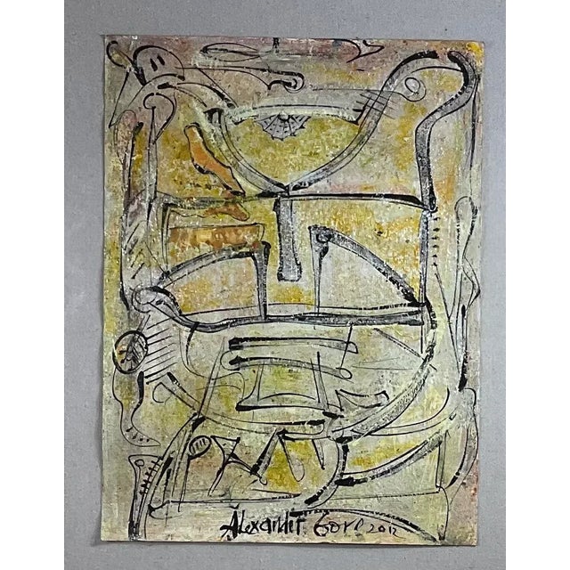 Intriguing abstract painting by acclaim Russian artist Alexander gore, oil Painting on canvas and is frame in shadow box...