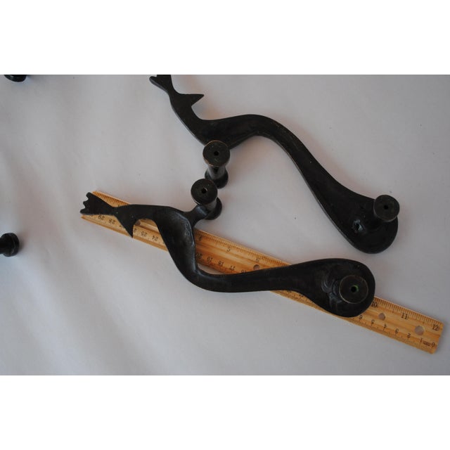 Vintage Handcrafted Peacock Enamel Bronze Door Handles Pulls Set of 2 For Sale In New York - Image 6 of 9