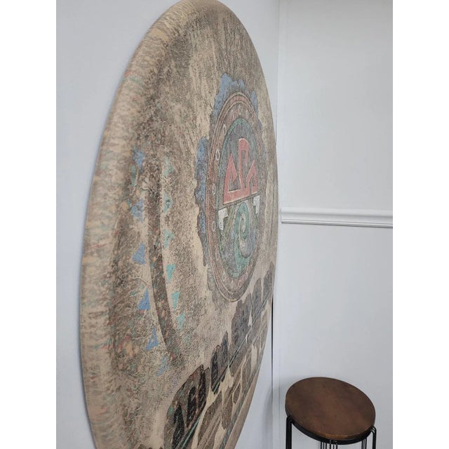 Vintage Signed Simone Vanguard Studios Hand-Painted Aztec Design Round Disk Wall Hanging For Sale - Image 6 of 9
