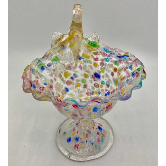 Late 19th Century Antique Murano Attributed Footed Compote Bowl With Millefiori For Sale - Image 11 of 11