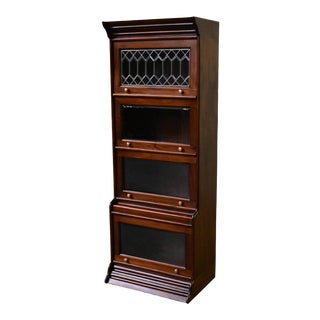 Crafters and Weavers Legacy 4 Stack Barrister Bookcase - Dark Brown For Sale