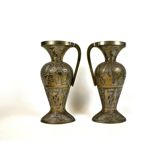 Egiptian Scenes Galvanized Metal Vases, 1900s, Set of 2 For Sale - Image 15 of 15