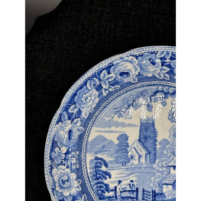Traditional Blue & White plate 8.5” Staffordshire Transferware For Sale - Image 3 of 9