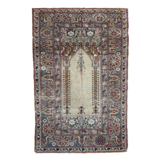 Antique Turkish Panderma Prayer Rug, 1800s For Sale