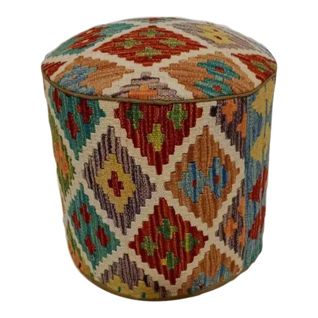 Kilim Rug Pouf Ottoman #23a For Sale