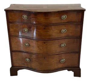 Antique 18th Century George III Figured Mahogany Serpentine Chest of Drawers, 1780