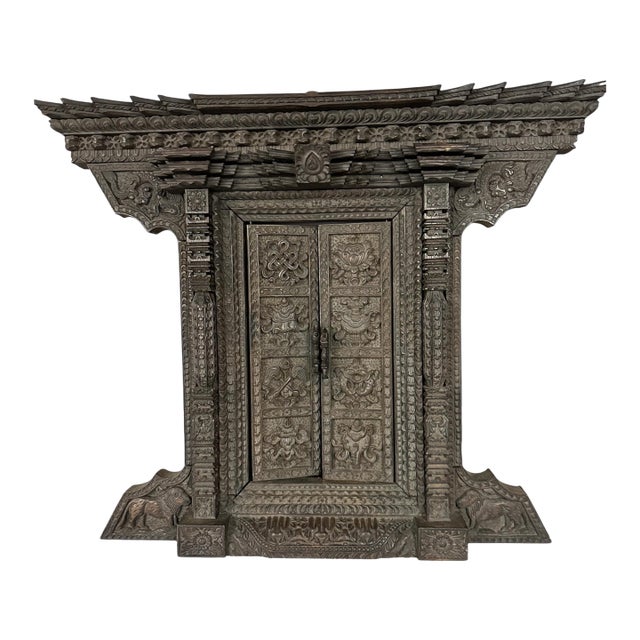 Mid 20th Century Carved Hardwood Asian Replica of Temple Doors in Nepal For Sale