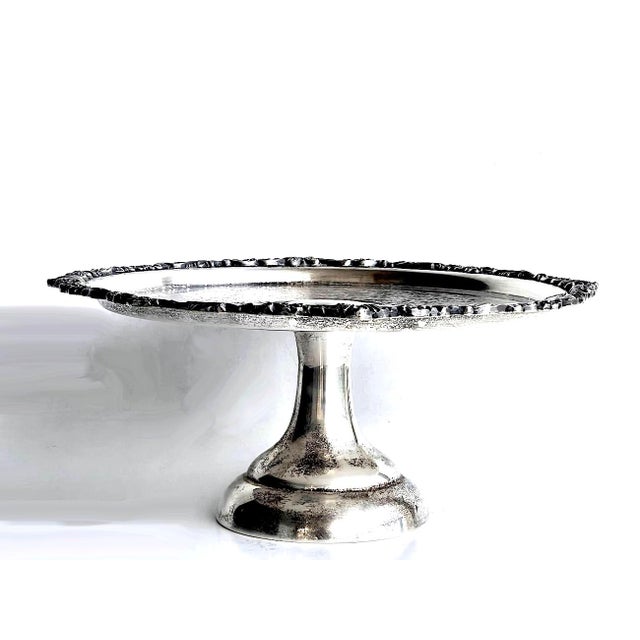 Victorian Vintage Silver Plated Pedestal Cake Stand by Sheridan Silver For Sale - Image 3 of 14