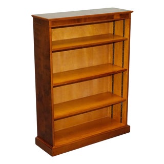 Vintage Traditional Burr Yew Wood Dwarf Open Bookcase with Adjustable Shelves For Sale