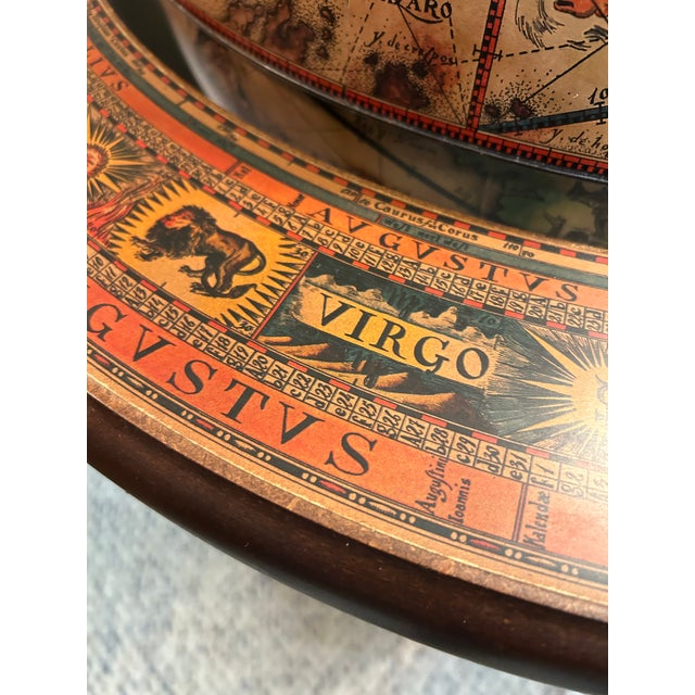 Wood Zodiac Decorated Globe Bar For Sale - Image 7 of 14