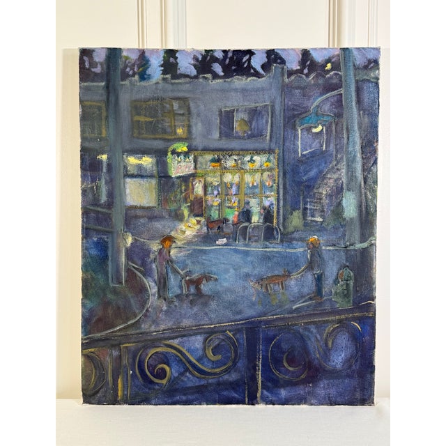 Mid 20th Century Moody Maximalist European Cityscape Still Life Oil Painting on Canvas For Sale - Image 5 of 14