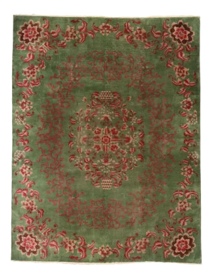 Early 20th Century Antique Chinese Green Art Deco Rug, 09'00 X 11'04