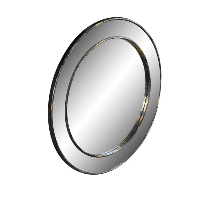 Italian West Elm Venetian Style Antique Tiled Round Mirror 30" For Sale - Image 3 of 9