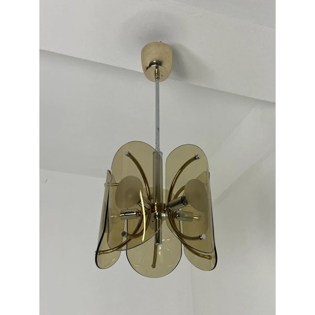 Amber Murano Glass 5-Light Chandelier, 1970s For Sale - Image 6 of 10