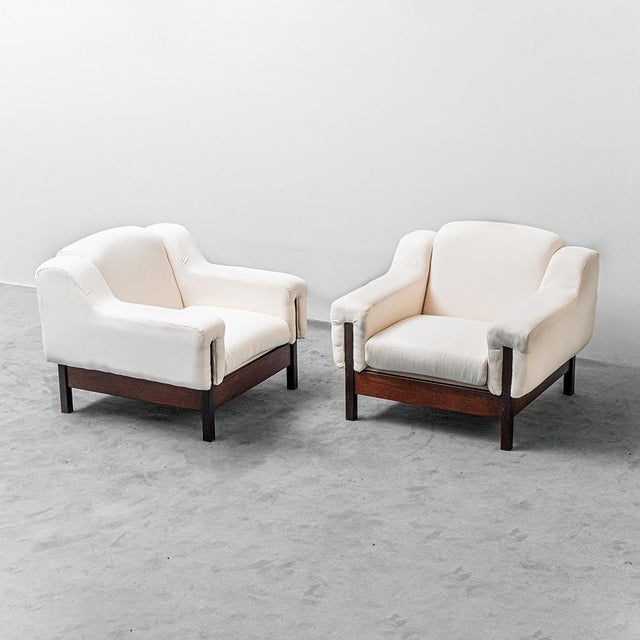 Set of Saporiti Armchairs in Wood and Fabric, 1970s from Saporiti Italia For Sale - Image 14 of 14