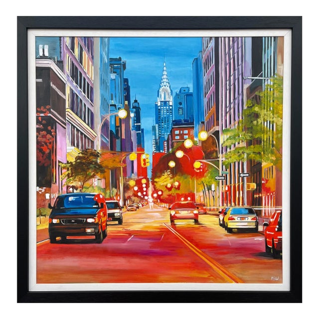 Painting of the Chrysler Building New York City - Unique Original Art by Contemporary British Artist, 2021 For Sale