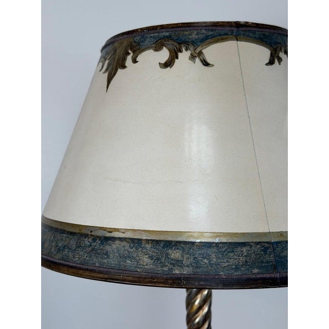 Mid 20th Century Italian Baroque Barley Twist Table Lamps - Silvered and Giltwood - a Pair For Sale In Los Angeles - Image 6 of 18