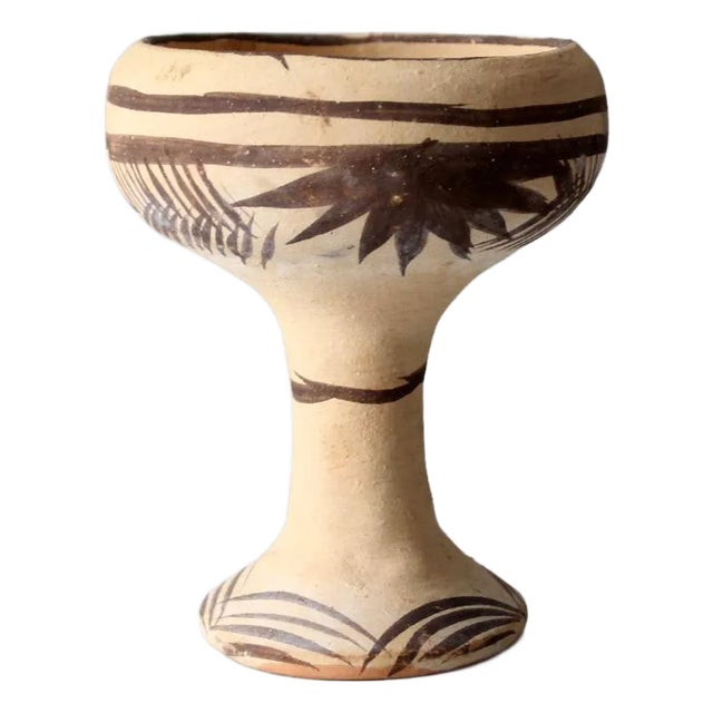Vintage Mexican Folk Art Pottery Goblet For Sale