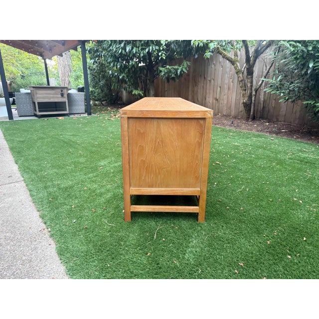 Crate & Barrel Blonde Cane Credenza For Sale - Image 4 of 7