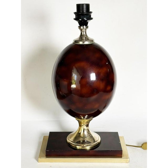 Burgundy-Colored Lamp with Brass Accents, France, 1970 For Sale - Image 10 of 16