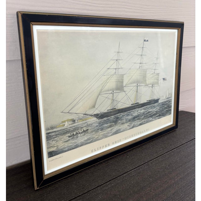 American Currier & Ives “Clippership Nightingale” Hand Colored 1854 Lithograph From the Personal Collection of Curtis L. Carter For Sale - Image 3 of 12