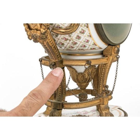 19th C. French Louis XVI Sèvres-Style Porcelain & Ormolu Mantel Clock, Signed Theodore B. Starr Ny For Sale - Image 13 of 18