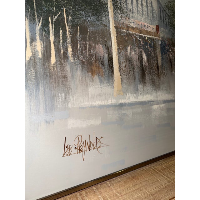 Lee Reynolds Large 60x48 Vintage Vanguard Studios Lee Reynolds Textured Chicago Cityscape Impasto Oil Painting, Mid-Century Modern For Sale - Image 4 of 12