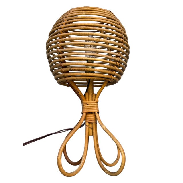 Mid-Century French Rattan and Wicker Table Lamps by Louis Sognot, 1960s, Set of 2 For Sale - Image 13 of 18