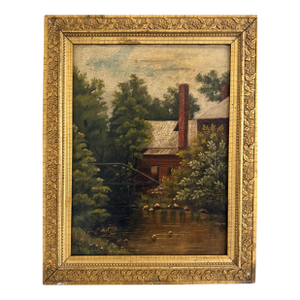 1887 Antique 19 C. American Oil Painting Signed Landscape Shattuck Frame Clamps