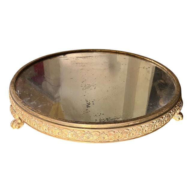 19th Century Italian Empire Mercury-Gilded Bronze Mirrored Plateau Centerpiece For Sale
