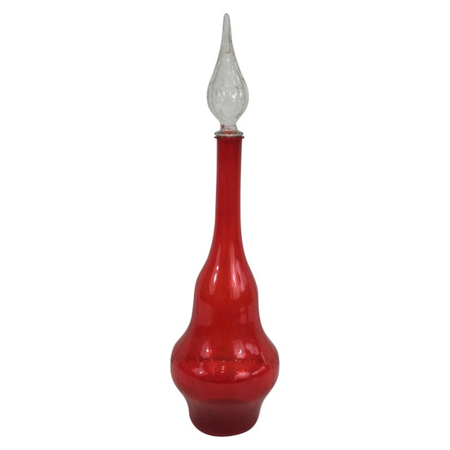 Red Glass Design Bottle, Circa 1970 For Sale - Image 13 of 13