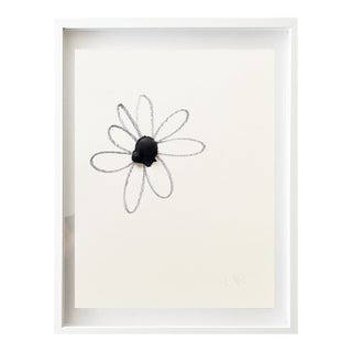 "One Daisy" Original Mixed-Media Painting by Jake Poser, Framed For Sale