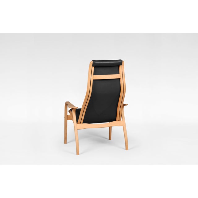 Yngve Ekström Vintage Black Leather Lamino Lounge Chair by Yngve Ekström for Swedese For Sale - Image 4 of 8