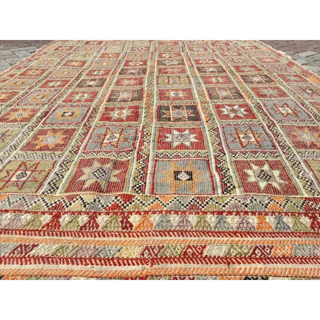 Soft Color Vintage Turkish Kilim Rug - 71" X 109" For Sale - Image 4 of 8