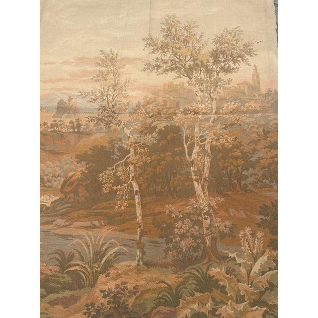 Vintage French Jacquard Tapestry by Jules Pansu – Pastoral Landscape, Mid-20th Century Beautiful vintage French woven...
